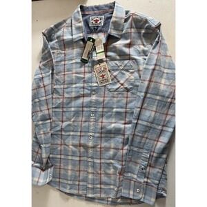 NEW Desert Son Flag And Anthem Men's Button Up Shirt Large Blue Plaid
